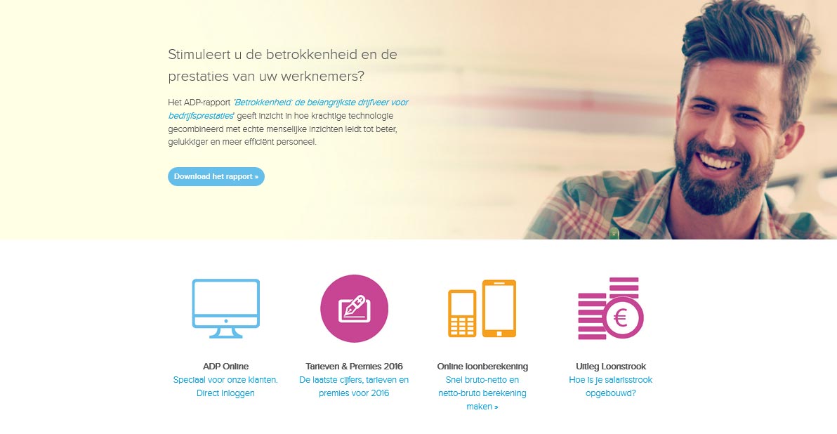Hierboven zie je een voorbeeld uit de nieuwe website die we voor ADP Nederland hebben gemaakt